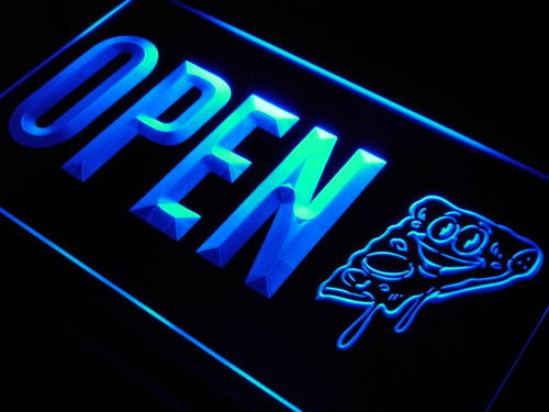 OPEN Pizza By Slice Shop Cafe Neon Light Sign